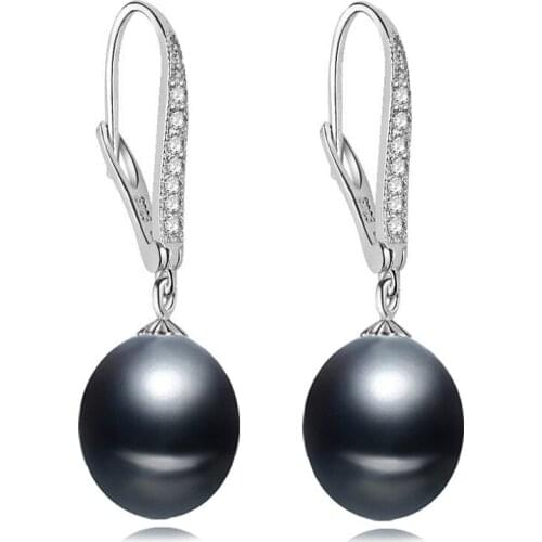 Real 925 Sterling Silver Freshwater Pearl Earring Jewelry,Wedding White Pink Drop Natural Pearl Earrings Girl Birthday Best Gift