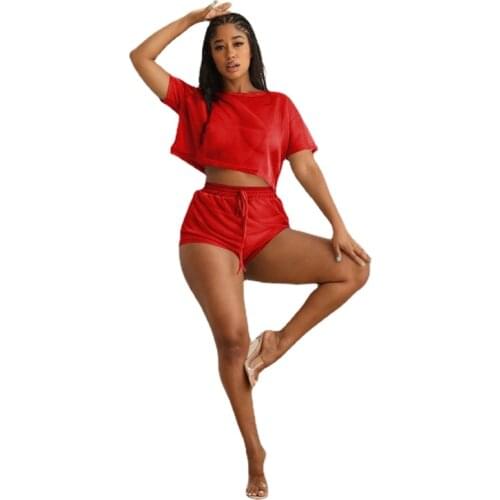 Mesh Sheer Two Piece Set Short Sleeve Crop Tops Lace Up Shorts Sexy Vacation Outfits Rave Festival Club Matching Sets