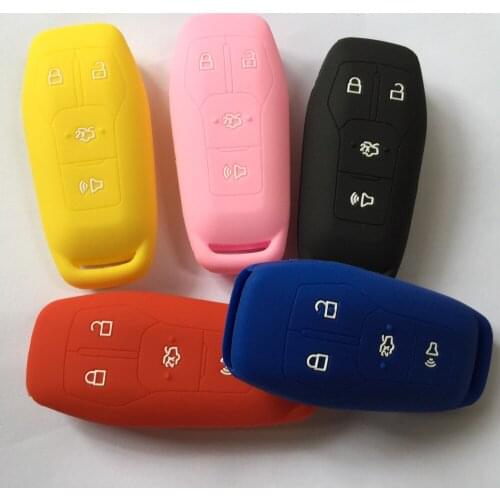 Lots Of 5 Silicone Smart Key Cover For Ford Fusion Edge Explorer Mustang 4 Button FOB Key Shell Holder