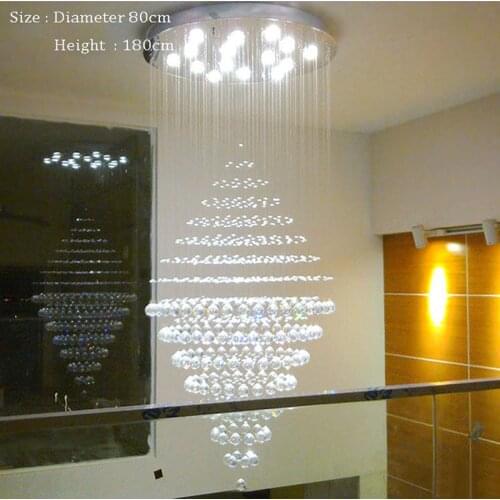 New Design Modern Crystal Chandeliers Lamps AC110V 220V Luxury Hall Lobby Lights Hanging Stair Chandelier