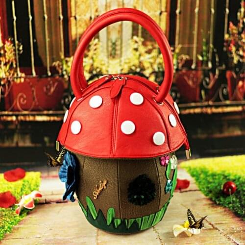 22x27CM Japanese Style Cute Bag Small Fresh Candy Color Women Handbag Personalized Mushroom Bag a6941
