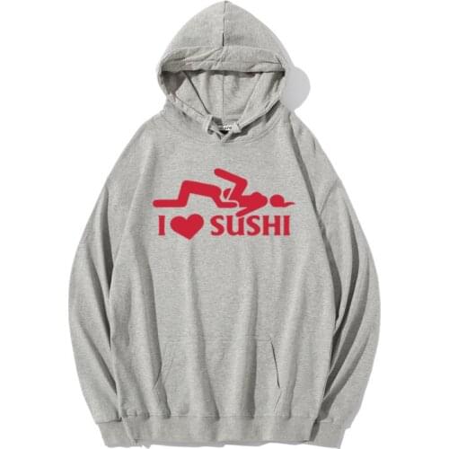 Funny I Love Sushi Hoodies Long-Sleeve Cotton Sweatshirt Adults Casual Loose Print Round Collar Fashion Clothes Oversized Hoodie