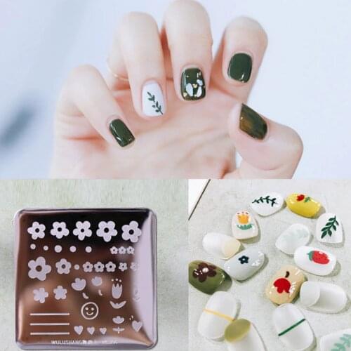 High Quality New Nail Stamping PlatesFlowers and smiles Pattern Nail Art Stamp Plate Image Templat