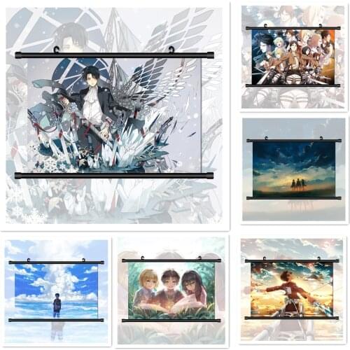 WTQ Attack on Titan^Eren Mikasa Armin Levi Ackerman Retro Canvas Painting Anime Posters Wall Decor Wall Art Picture Home Decor