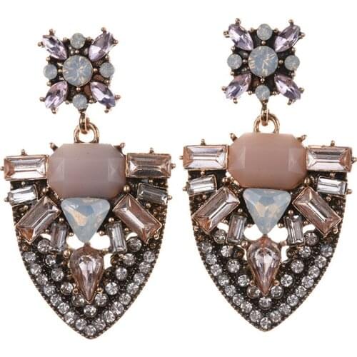 Boho Ethnic Statement Earrings Women ZA Earrings Jewelry Crystal Glass Geometric Indian Wedding Party Earrings For Woman 2019