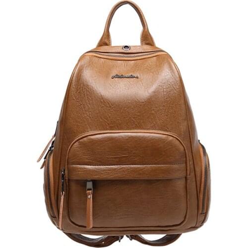 Famous design Laptop Backpack Women Leather Luxury Knapsack Women Fashion Backpack Satchel School Bag female Pu Rucksack