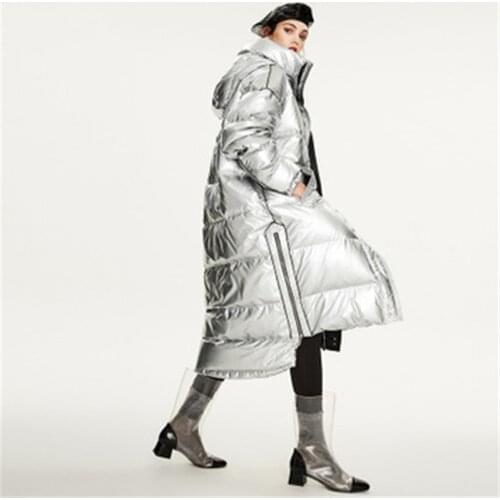 2019 Winter new arrival women down jacket black Silver outerwear quality loose clothing fashion style long coat women 884