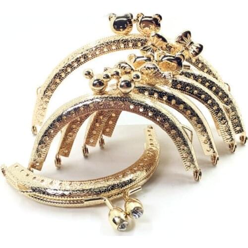 10pcs 8.5cm Gold Color Cartoon Kitten Heart Bow Fish Metal Frame for Shoulder Bag Handbag Purse