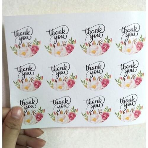 120pcs/lot Stickers 'Thank You' Round Flower Adhesive Seals Sticker Gifts Labels For Baking Products Stickers Scrapbooking