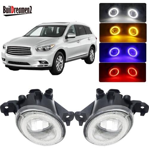 2 Pieces LED Angel Eye Fog Light 4000LM Car Front Bumper Fog Lamp DRL Daytime Running Light H11 12V For Infiniti QX60 2014 2015