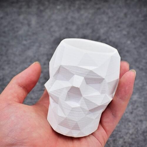 3D Skull Head Flowerpot Pen Holder Mold Candlestick Gypsum Clay Epoxy Resin Mould Candle Making Baking Tool Food Grade Silicone