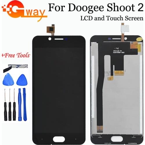 5.0" For Doogee Shoot 2 LCD Display Touch Screen Digitizer Assembly For Doogee Shoot2 LCD Touch Glass Panel Replacement + Tools