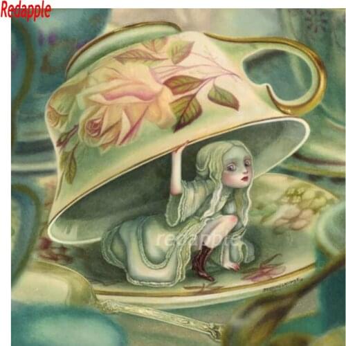 5D DIY Diamond Painting cartoon cute girl Picture Of Rhinestone Diamond embroidery tea cup Home Decor Diamond Full circular gift