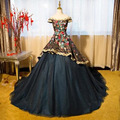 100%real 18th royal baroque embroidery ball gown Medieval dress court queen Renaissance Gown vintage Victorian dress Belle ball