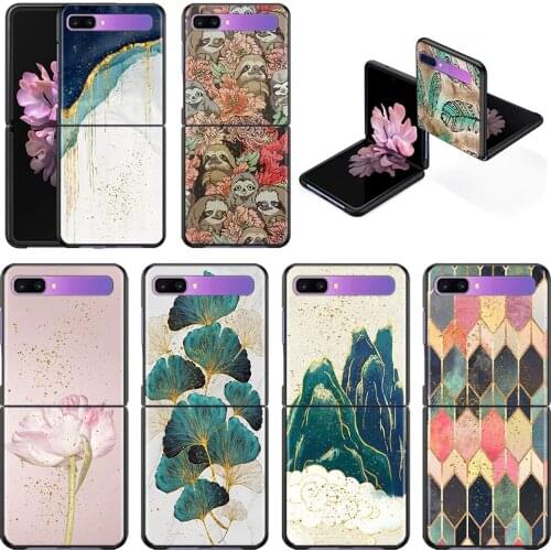 Phone Case For Samsung Galaxy Z Flip3 5G z flip 3 5G zFlip Cover Cellphone Shell Caso Mobilephone Fundas Luxury Gold Foil Art