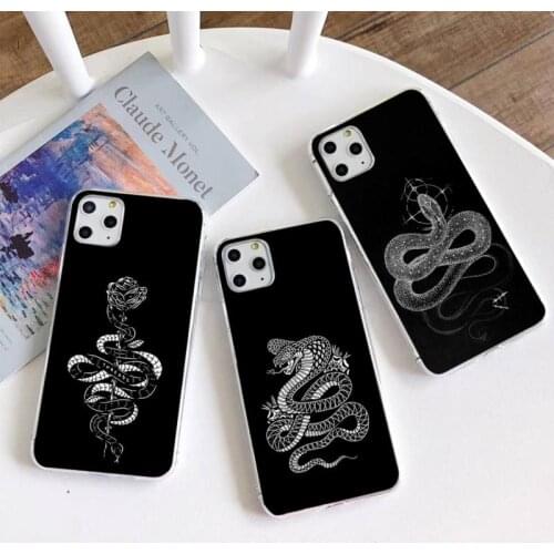 Snake black Phone Case For iphone 12 11 Pro Max Mini XS Max 8 7 6 6S Plus X 5S SE 2020 XR Silicone Soft cover