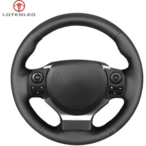 LQTENLEO Black Artificial Leather Steering Wheel Cover For Lexus CT200 IS200t IS250 IS300 IS350 NX200 NX200t NX300 RC200 RC200t