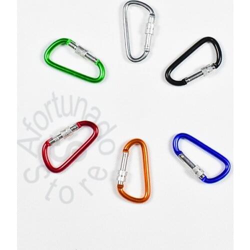 D-Shaped Carabiner Mountaineering 1Pair(2Pieces) buckle Outdoor 6 colors With Lock Aluminium Alloy D-shaped Hook