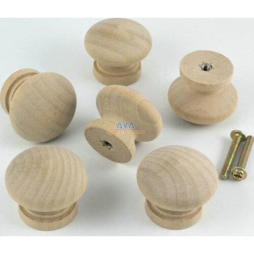 40 Pieces 34mm Wooden Drawer Knob Pull Cabinet Knob Wood Knob Furniture Handle