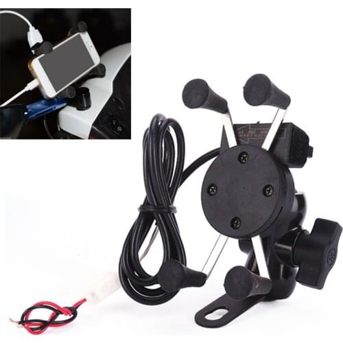Besegad Motorcycle Mobile Phone Holder Mount Support With USB Charger 360Degree Rotation for Moto pouch 3.5-6 inch GPS bracker