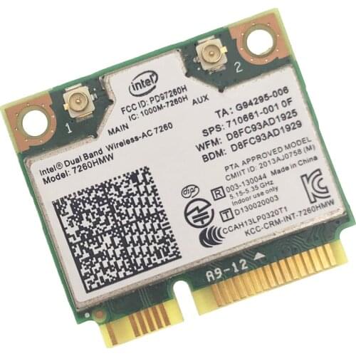 For HP 840 ZBOOK 14 15 17 Dual Band 7260 Intel 7260HMW 802.11ac 867Mbps Bluetooth 4.0 Mini-PCIE Wireless WIFI Card