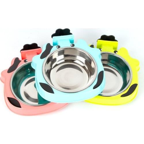 Stainless Steel Pet Hanging Bowl Cat Dog Feeder Can Hang Stationary Pets Cage Single Bowls Puppy Kitten pet supplies