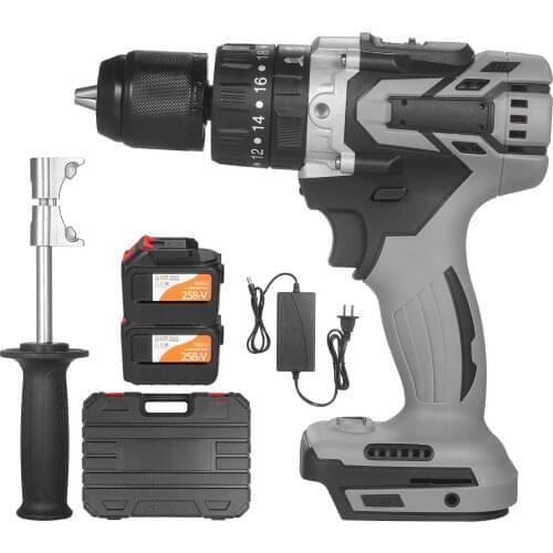 Cordless Electric Drill Driver 21V 6.0A Batteries Max Torque 200N.m Variable Speed Impact Hammer Drill DIY Electric Screwdriver