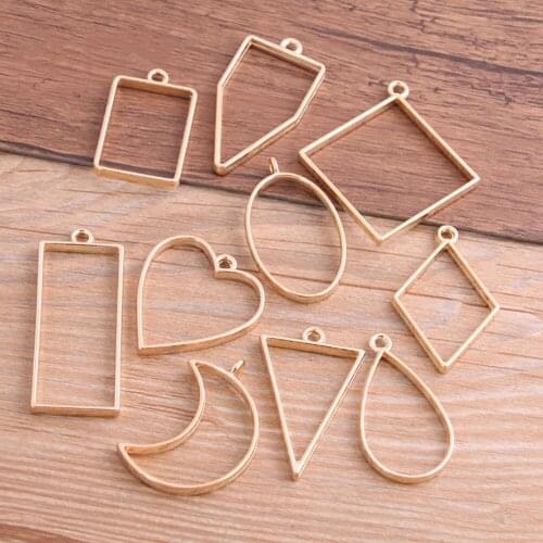10/30pcs/lot Metal Geometric Hollow Frame Bezel Border Molds UV Epoxy Resin Molds For DIY Jewelry Making Findings Round Pendants