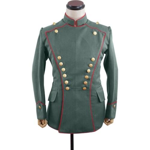 GU1W-036 WWI German Empire Uhlan red pipped officer gabardine tunic ULANKA