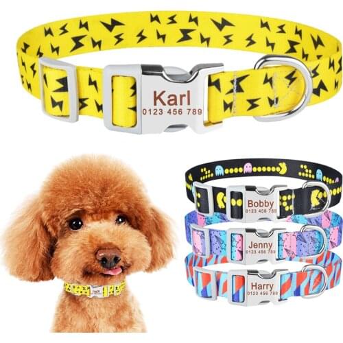 Custom Free Engraved Name Collar Small Large Personalized Dog Collar Product Dog Collars Nylon Plaid Boy Girl Unisex Dogs Collar