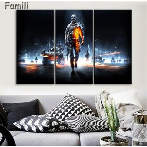 Canvas Painting 3 Pieces/sets Canvas Art New HD Print Abstract Soldiers Sunset Decorations For Home Print Canvas( Unframed)