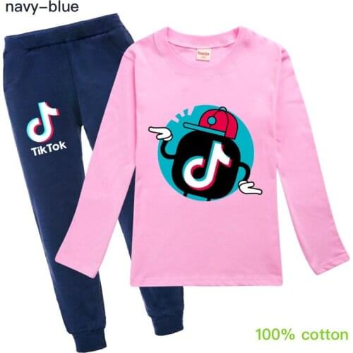 TIK TOK T-Shirt and Pants Sets Teenagers Girls Boys Children Animated Sweatshirt Sets Children Fall Winter Garments
