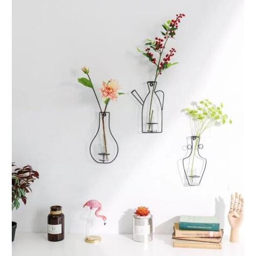 Creative Wall Iron Wall Hanging Glass Vase Hydroponic Wall Decorative Hanging Decoration Home Living Room Wall Decor