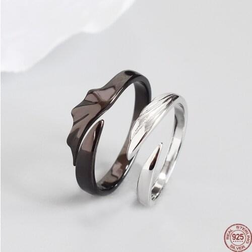 LKO 925 Sterling Silver Angel Wing Couple Rings Original Creative Texture Romantic Ring For Lovers Jewelry Ornaments Adjustable