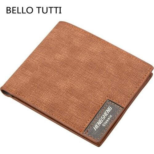 BELLO TUTTI Men Retro PU Leather Short Key Wallet 2021Fashion New Clutch Bag Money Clip Handbag Card&ID Holder Change Coin Purse