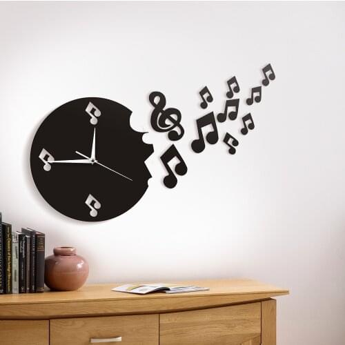1Piece Musical Note Flew From Wall Clock Fly Music Notes Modern Design Wall Watch T Art Music Studio For Music Lover Gift