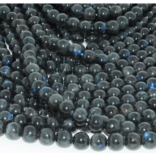 Natural Dark Grey / Black Labradorite Loose Round Beads 6.5mm