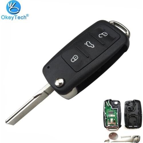 OkeyTech 5K0837202AD 3 Button Flip Folding 433mhz ID48 Chip Remote Key for VW Volkswagen Golf Passat Tiguan Polo Jetta Beetle