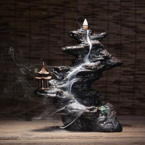 Waterfall Incense Burner Holder Tower Ceramic Incense Burner Charcoal Resin Incense Waterfall Bruciatore Incenso Candle Holder
