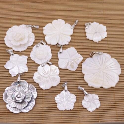 Flower Shell Pendant Natural Mother of Pearl Jewelry Beauty 25mm-45mm Choose