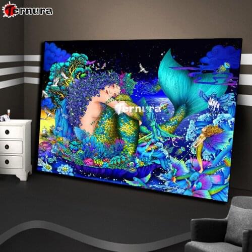 Full Square Drill Color fantasy mermaid 5D DIY Diamond Painting Beautiful Poseidon Embroidery beaded Cross Stitch Mosaic Decor