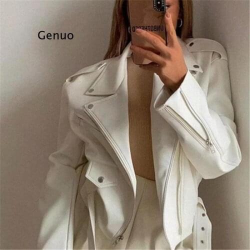 Casual Loose Pu Jackets Coats Women 2021 Spring Autumn Punk Motobiker Style Outwear Long Sleeve Highstreet Fashion Trendy