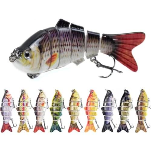 New 10cm 16.5g Robotic Swimming Lure 6 Section Lure With Ring Beads Freshwater Sinking Fishhook Trout Bass Hard Bait