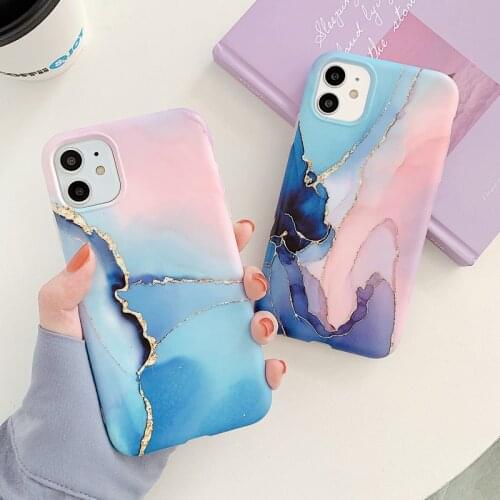 Luxury art Colorful Marble Phone Cases For iPhone 11 11Pro SE 2020 X XR Xs Max 7 8 Plus Matte Soft IMD Shockproof Case cover