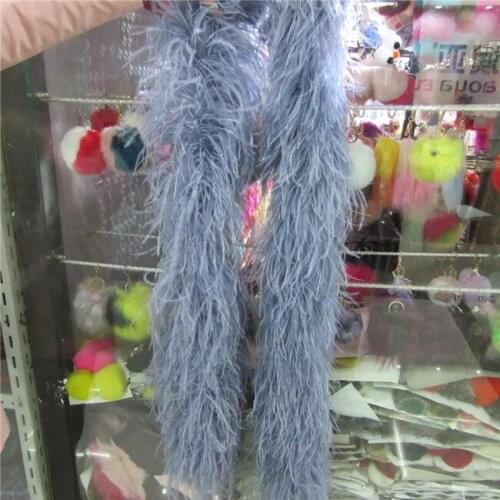 YOYUE 2 Meters 6 Layer Gray Natural Ostrich Feathers Boa Quality Fluffy Costumes / Trim For Party / Costume / Shawl / Available