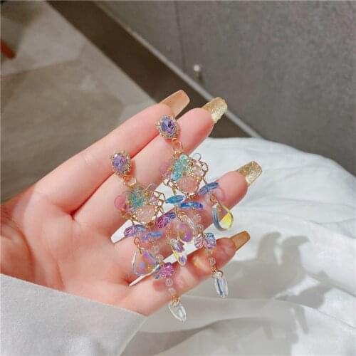 Tassel Earrings Retro Fashion Long Elegant Rhinestone Super Fairy Earrings