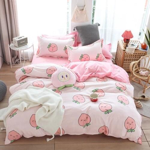 Solstice Cartoon Pink Love Style Skin-friendly Comfort Soft Comforter Bedding Sets Flat Sheets Pillowcase Duvet Cover Bedclothes