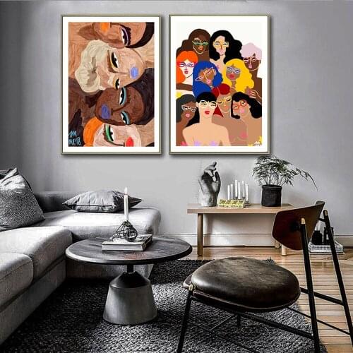 Modern Abstract Poster Painting Personality Woman Multicolored Canvas Painting Art Print Picture Wall Living Room Home Decor