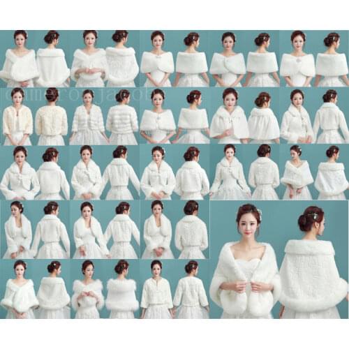 Bridal bridesmaid white fur shawl wedding dress coat married autumn and winter