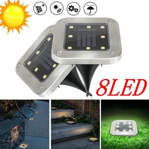 LED Solar Lighting 8LED Buried Light Under Ground Lamps Outdoor Waterproof Path Way Garden Lawn Yard Christmas Decor Square Lamp